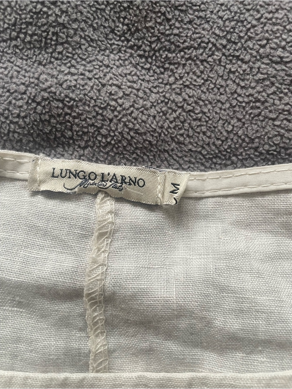 NWOT Lungo L’Arno Linen Tunic Top M Made in Italy Ivory Ruffle Hem Lagenlook - Picture 6 of 7